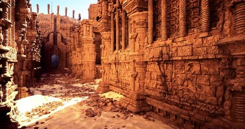 Ancient Architectural Marvels Stand in a Timeless Desert Landscape
