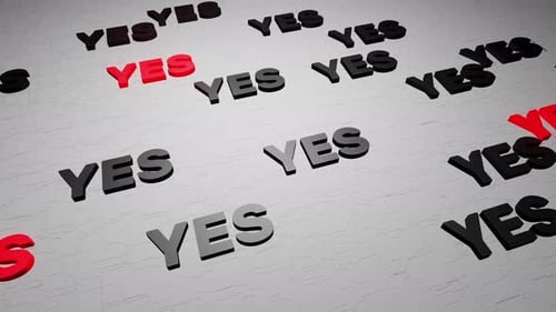 Animated 3D Text YES Pattern with Red Highlight