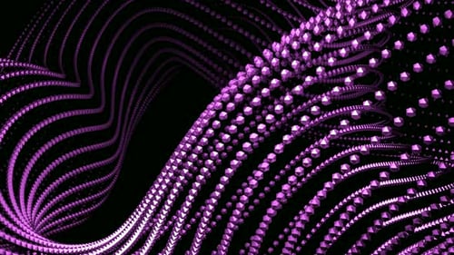 Bright purple small circles that run across the black background in different directions