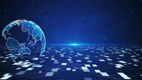 Connections Ai Network 3D Animation de la Terre Contexte Monde numérique Global Hacking Connections