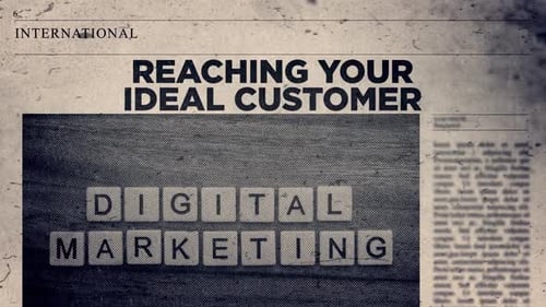 Digital Marketing Text Reveal on Grungy Newspaper Background
