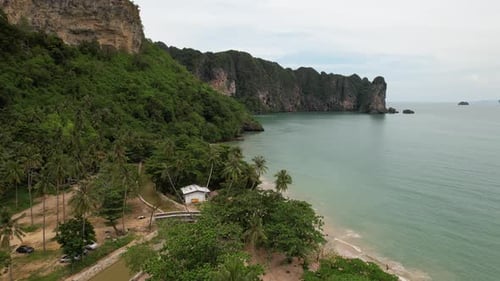 4K Aerial Footage of Aonang Beach in Ao Nang, Krabi