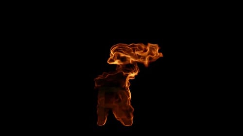 Fiery Letter R Reveal on Black Background