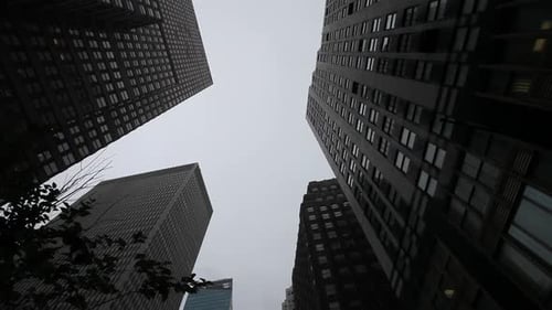 Dark day cityscape in urban Manhattan area, New York City