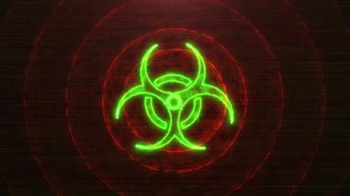 Futuristic Neon Biohazard Symbol Rotation Loop