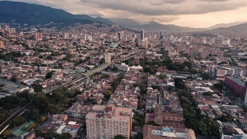 Sunset - Aerial view Medellin city