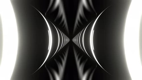 White Neon Corridor With Round Glowing Shapes Background Vj Loop I 4K