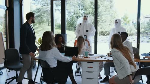 Office Meeting Disrupted by Hazmat Cleaning Crew