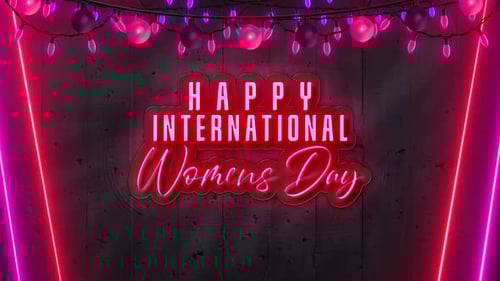 Glowing Neon International Women's Day Text Animation