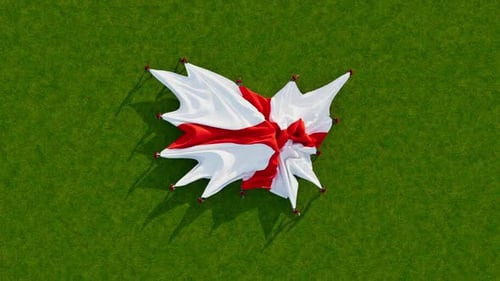 England Flag Unfurling Animation on Green Grass Field