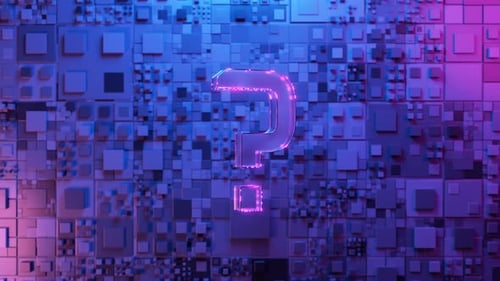 Question mark rotation. Question animation. The appearance of a neon question mark.