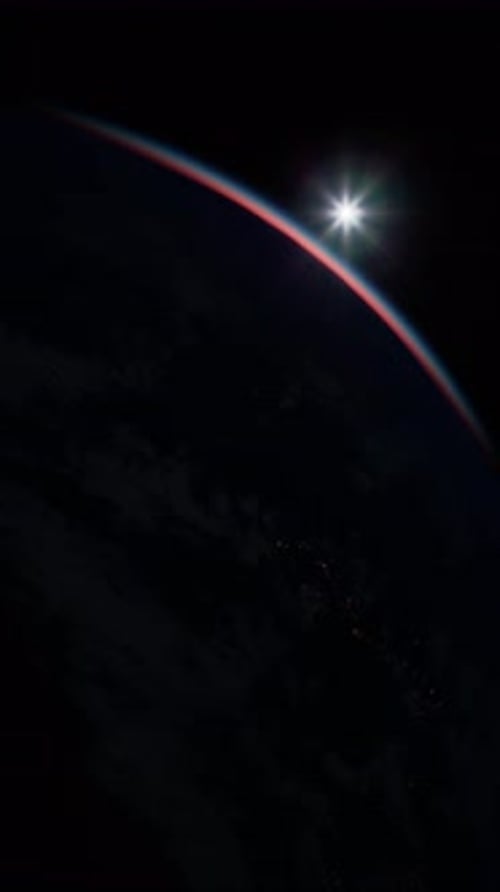 Sphere of Nightly Earth Planet in Outer Space Vertical