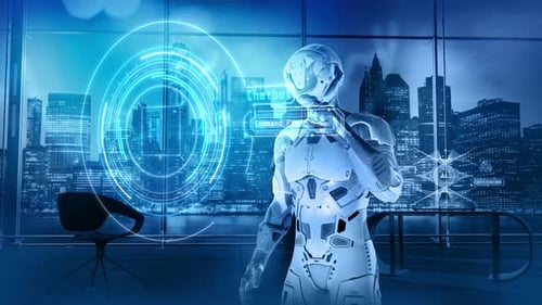 Infographie abstraite sur le fonctionnement des chatbots