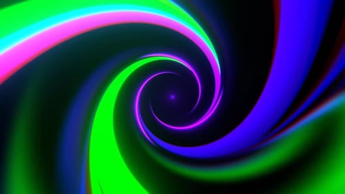 Purple And Green Vivid Hypnotic Spiral Corridor Background Vj Loop I 4K