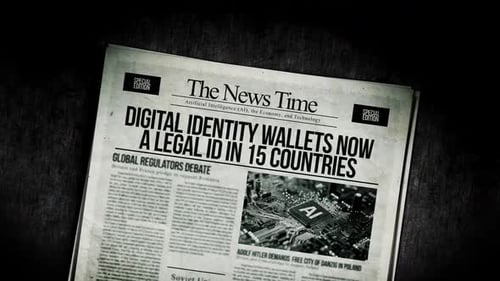 Digital Identity AI News Article Retro Newspaper Glitch Reveal