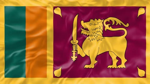 Sri Lanka National Flag Waving in Wind with Realistic Fabric Texture