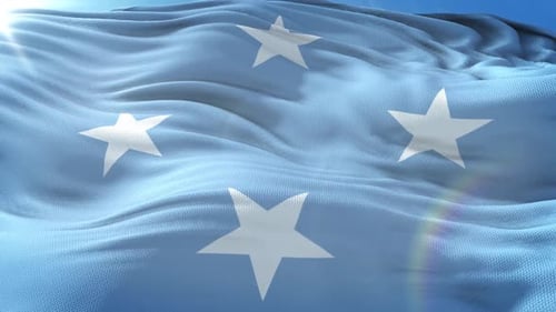 Seamless Looping Realistic Waving Flag with White Stars