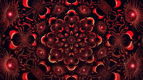 Abstract Red Glowing Mandala Kaleidoscope Loop