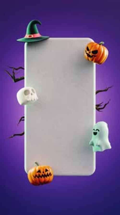 Looping video of a blank text box for Happy Halloween message for social media post