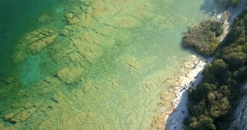 Crystal Clear Water Of Sea During Summer. - aerial shot