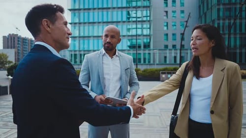 Business people meeting in a business park