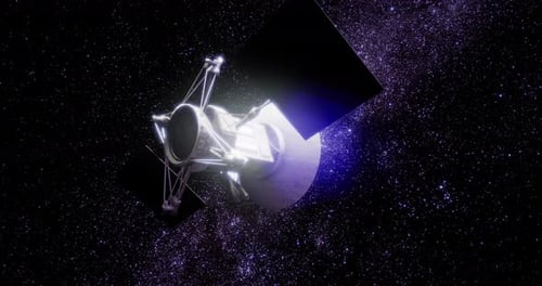 Satellite Orbiting in Deep Space with Twinkling Stars Animation