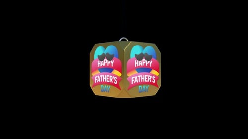 Happy Father's Day Spinning Gift Box Greeting Animation