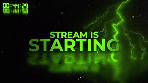 Neon Green Lightning Stream Starting Screen Countdown