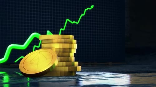 Ethereum Rising Price Green Arrow Crypto Market Growth Animation 4K