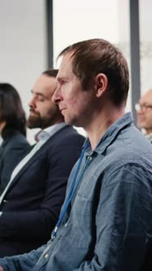 Corporate Meeting Audience Applauding Speaker's Presentation