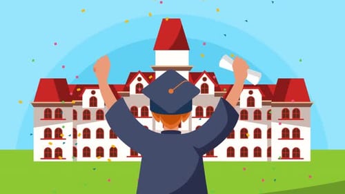 Person feiert Abschluss - Hochschulabschluss