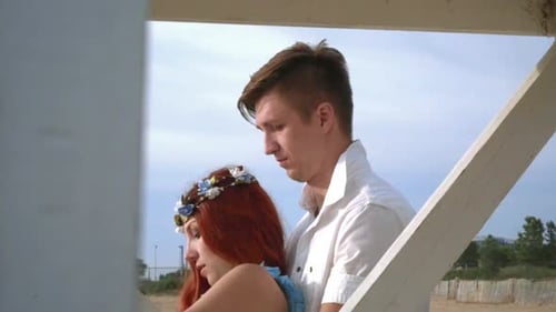 Romantic Couple Hugging. Closeup of Loving Couple Outdoors. Couple Hugging and Looking