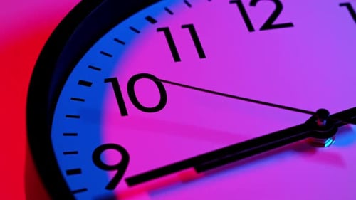 Analog Wall Clock Time Lapse Wall Clock with Red and Blue Light Clock Running