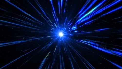 Cyberspace Scifi Technology Flying at Digital Space Sci Fi Tunnel Blue Neon Big Data Hi Tech