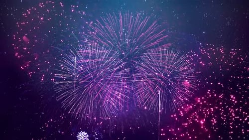 Vibrant Celebration Fireworks Bursting in a Starry Night Sky