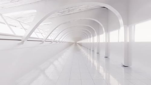3D-Rendering der futuristischen weißen Tunnelkorridorschleife