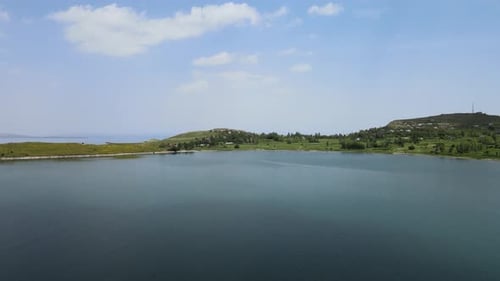aerial lake panoramic view