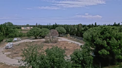 Camper van entering empty camping area in south of france