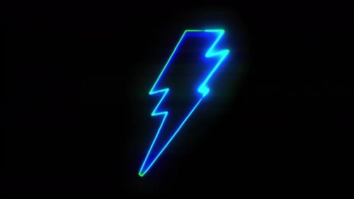 Dynamic Blue Neon Lightning Bolt Animation - Energetic Electric Strike