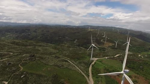 Beautiful View of Windmill Turbines