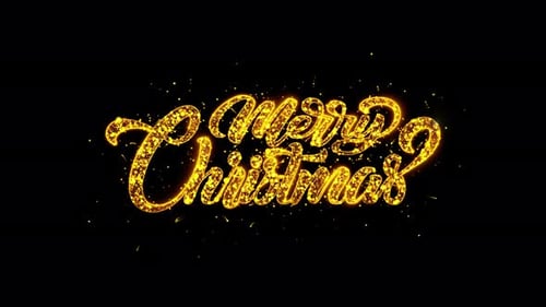 Joyeux Noël, texte de luxe, étincelles dorées, feux d'artifice brillants, célébrations, particules scintillantes