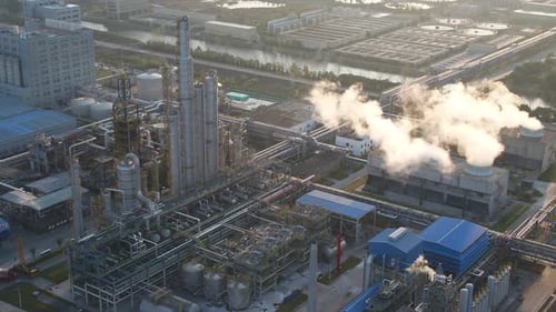chemical plant in city
