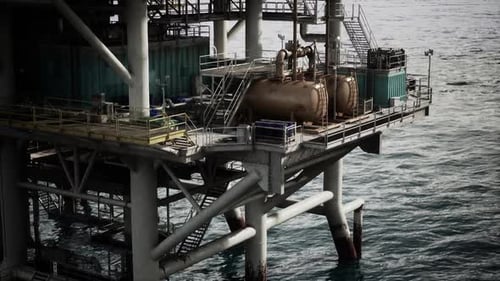 Old Oil Rig Platform in the Ocean