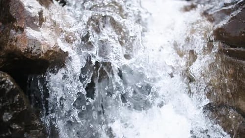 Pure Fresh Water Stream In Mountains Clean Water River Flowing