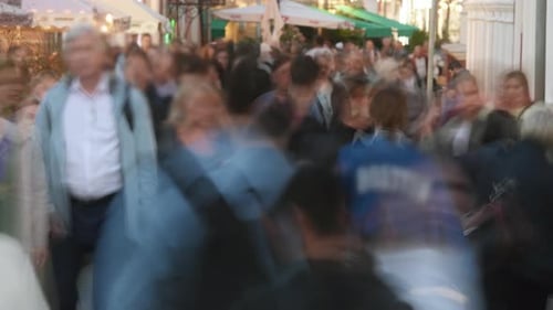 Earth Population Concept Lots of People Walk Street Timelapse Crowd Time Lapse