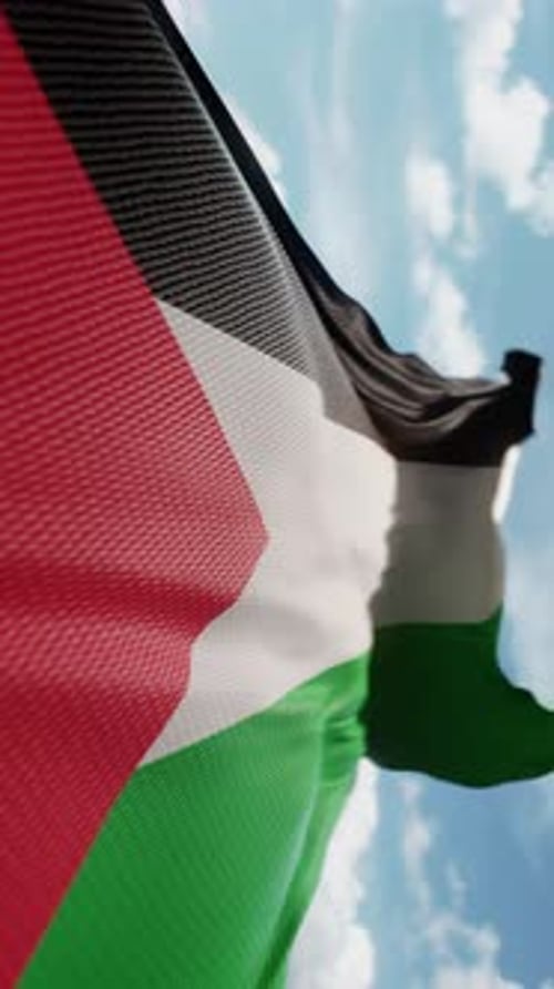 Realistic Palestine Flag Waving in the Wind