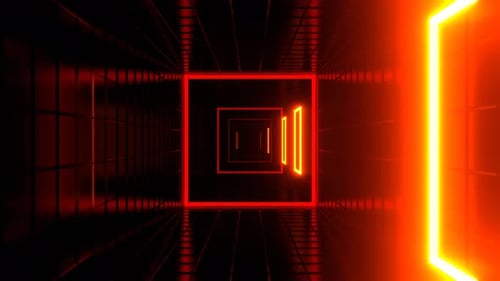 Red And Orange Led Dynamic Square Strobe Tunnel Background Vj Loop I 4K