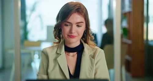 Office, thinking and woman at desk with research, review or agenda for business plan at corporate