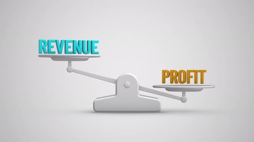 Revenue vs Profit balance scale looping animation