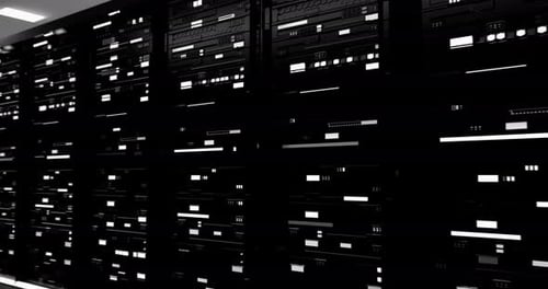 Close Up Of The Server Room Data Center Storage With Lights 3D Rendering In The Office